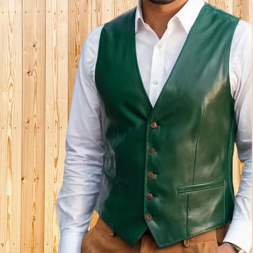 Gilet veste biker cuir - en,