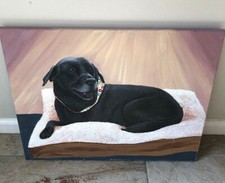 Old Black Lab Dog, Oil On