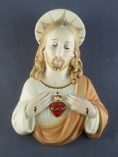 STATUA DA PARETE CERAMICA ITALIANA SACRO CUORE MODERNARIATO DESIGN 1950