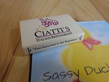 Scatola copertina libro fiammiferi CIATTI'S ristorante italiano Minnesota Wisconsin vuota 
