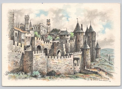 Postcard painting fortified - -,