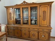 Mobile legno anni 80 con vetrine e tavolo + 6 sedie