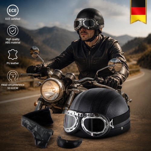 Mezzo casco vintage pelle - mezzo, in