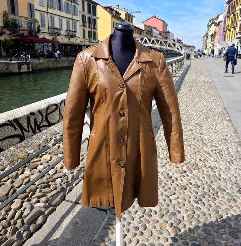 Trench cappotto pelle beige - cappotto,