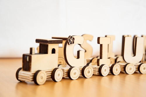 Trenino con nome legno - nome, in