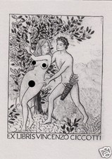 EX LIBRIS BOOKPLATE EROTICO n