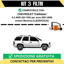 Kit 3 Filtri Tagliando per CHEVROLET Trailblazer 4.2 AWD 201 kw Benzina 2001-...