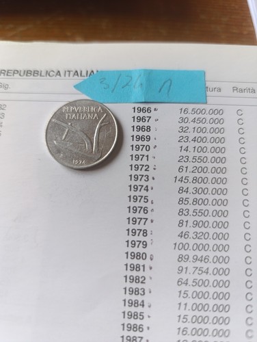 Moneta lire del 1974 - del,
