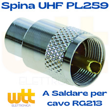 Connettore Spina UHF PL259 Volante a Saldare per cavo RG213 RG8