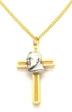 Padre Pio Cross Necklace Stamped Made in Italy