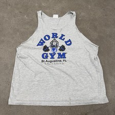 Canotta uomo vintage anni 90 World Gym Orlando Florida XXL grigia muscolosa