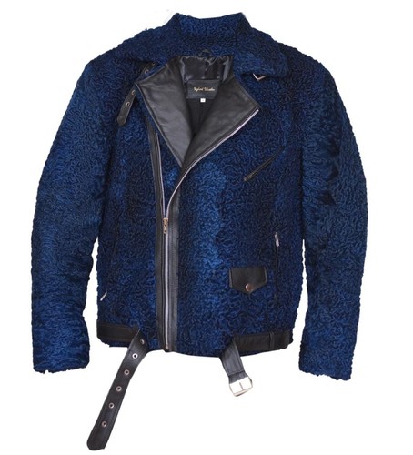 Cappotto giacca biker blu navy