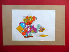 Bozzetto Originale Disegno Acquarello Figurine Panini Modena Fumetto Non Firmato