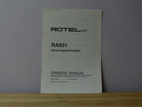 Rotel 931 manuale - ra-931,