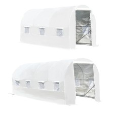 Outsunny Serra da Giardino a Tunnel in Metallo e PE Bianco