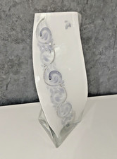 Vaso in Vetro Bianco a Spirale Dipinto a Mano con Cristalli Swarovski 30 cm