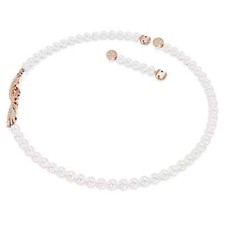 Collana SWAROVSKI 'Bella' Piuma Placcata Oro Rosa Bianco BN in confezione regalo