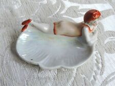 Statuina Art Deco Bathing Girl llying on Shell Pin Dish Art Deco Bading Girl