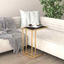 vidaXL Tavolino per Computer Marmo Nero 50x35x65 cm Vetro Temperato