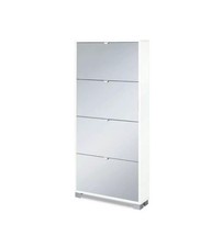 SCARPIERA BIANCA CON 4 ANTE CON SPECCHIO, 70X154X18 CM