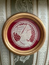 Centro a Tombolo antico POSITANO Testa Donna fine '800 in quadro AUTENTICO BELLO