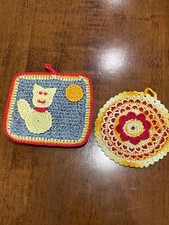 N. 4 presine cucina in puro cotone fatte a mano all'uncinetto