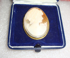 spilla antica vintage grande Cammeo in corallo e Argento profilo di donna, 3X4CM