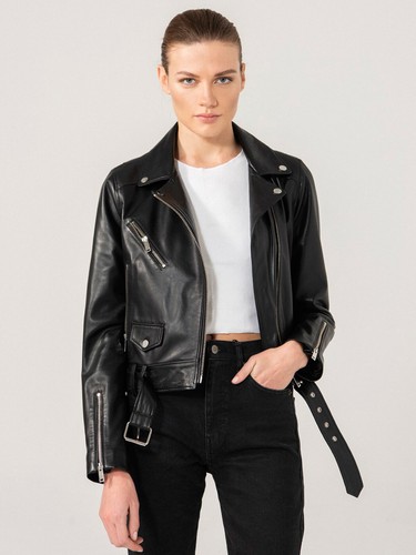 Giacca biker donna vera pelle