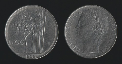 100 lire 1958 minerva italia - 1958,