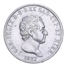 5 LIRE 1827 TORINO NC CARLO