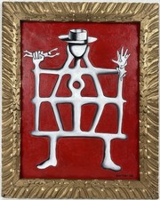 Quadro olio su tela Mark Kostabi (fatto a mano) firmato e incorniciato