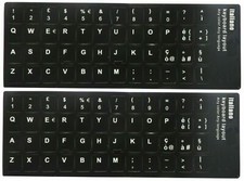 2 x Adesivi Neri Etichette Lettere per Tastiera Italiana Stickers Black Keyboard