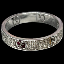 ANELLO GUCCI ORO BIANCO 18KT CARATI E DIAMANTI ICON STURDUST ETERNITY UOMO DONNA