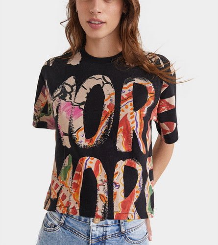 Desigual maglia nera fantasia