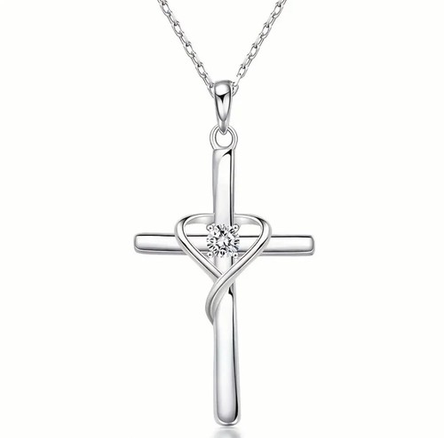 Collana silver cross cuore - cuore, e