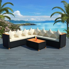 Set Divani da Giardino 5 pz con Cuscini Polyrattan Nero Arredi Esterni vidaXL