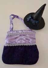 Set cappellino streghetta + borsetta viola Halloween carnevale bimba bambina