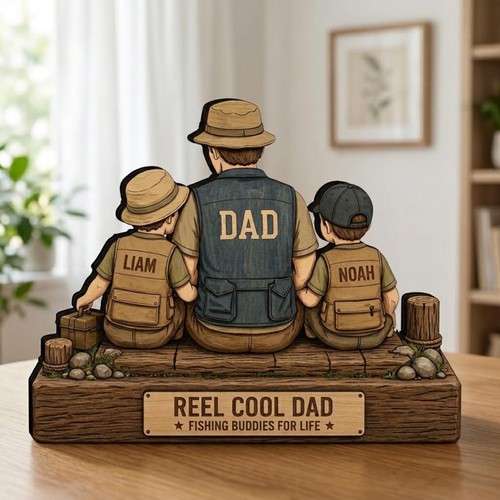Blocco legno papà - legno, pesca