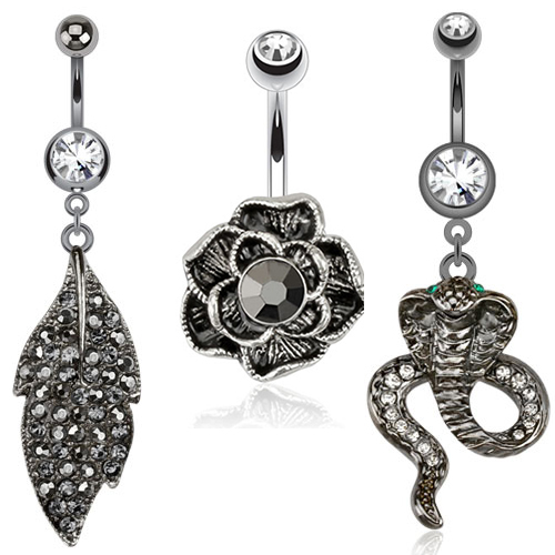 Ombelico piercing kobra blume - piercing,