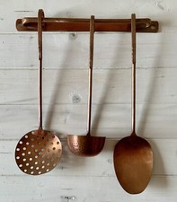 Set di 3 mestoli con asta in Rame pieno - Vintage