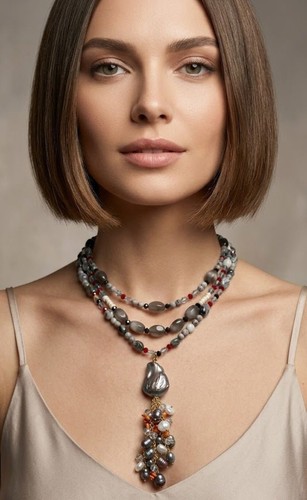 Collana girocollo tre fili - collana,