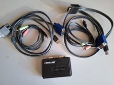 KVM switch INTELLINET 2 porte VGA+USB+audio+cables - completo e funzionante