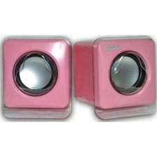 Casse Speaker Stereo 2.0 Autoalimentate Rosa EXSAL con cavo USB e jack audio 3,5