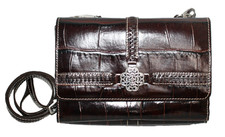 Borsa a tracolla BRIGHTON Oxblood bordeaux pelle goffrata coccodrillo organizer portafoglio