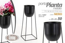 VASO PORTA PIANTA ALZATA FIORI METALLO DESIGN INDUSTRIALE PIANTANA NERO 50*20 CM