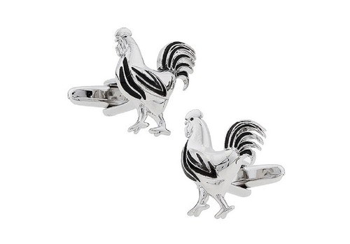 Gallo coppia gemelli argento