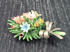 capodimonte tralcio fiori porcellana decorati a mano con argento 800/°° cm 8 x 5