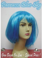 PARRUCCA CELESTE BLUE SKY SHOCK EFFETTO METAL PARTY FESTE DJ