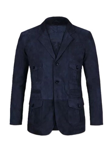 Blazer uomo blu navy pelle
