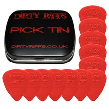 12 x Dunlop Nylon Midi Plettri per Chitarra - 0,53 mm Rosso in Una Pratica Latta Pick
